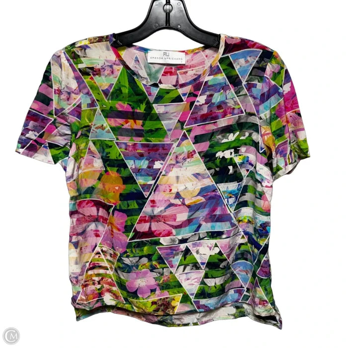 Silk Blouse Short Sleeve By Amanda Uprichard In Floral Print, Size: S