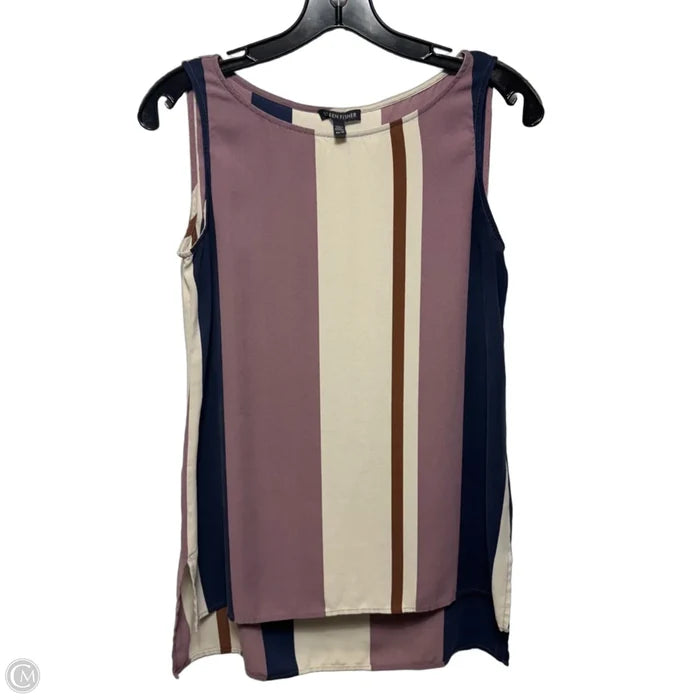 Silk Top Sleeveless By Eileen Fisher In Striped Pattern, Size: Xs