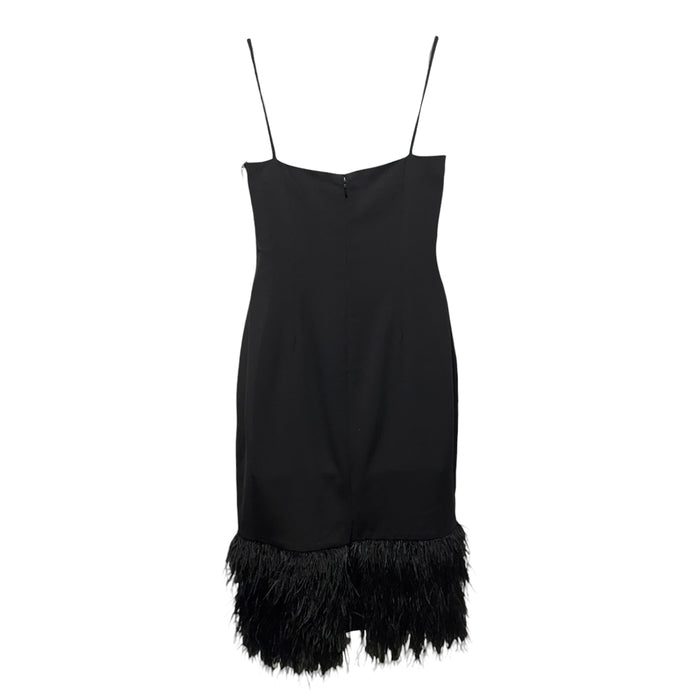 Sleeveless Feathered Crepe Midi-Dress By ML Monique Lhuillier In Black, Size: M
