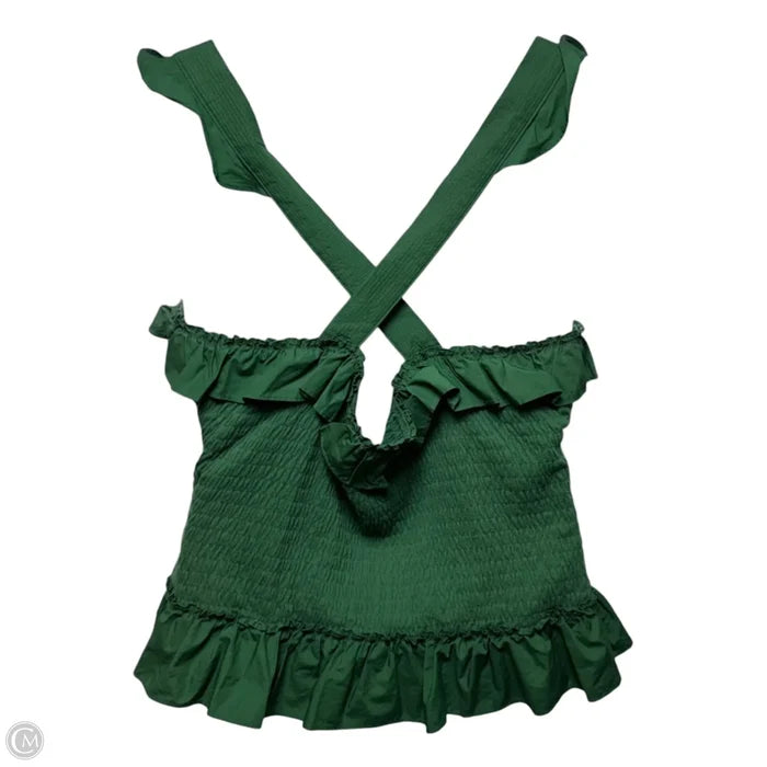 Smocked Ruffle Top Sleeveless By Maeve In Green, Size: Xl