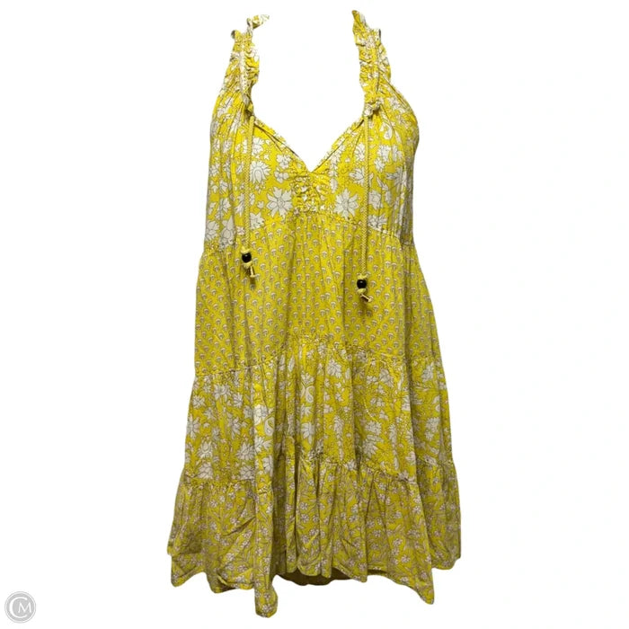 Sofia Sleeveless Tiered Mini Dress By Ros Garden In Yellow, Size: L