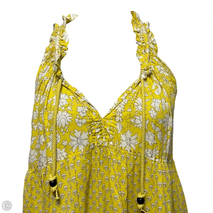 Sofia Sleeveless Tiered Mini Dress By Ros Garden In Yellow, Size: L
