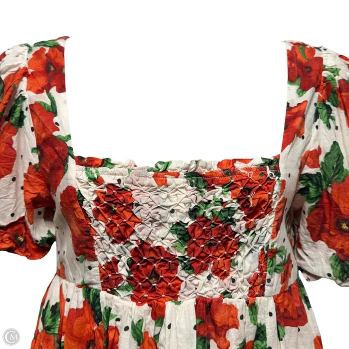 Square-Neck Smocked Babydoll Dress By Maeve X Anthropologie In Floral Print, Size: M