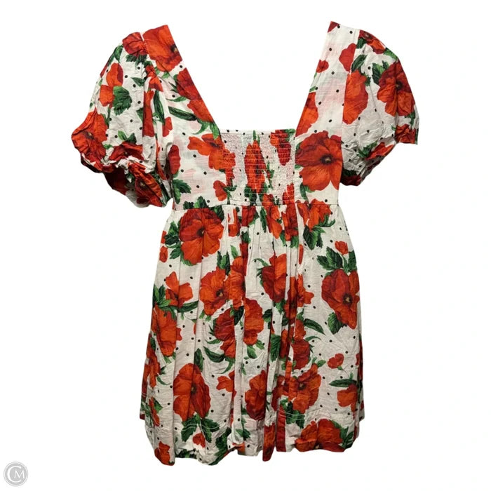 Square-Neck Smocked Babydoll Dress By Maeve X Anthropologie In Floral Print, Size: M
