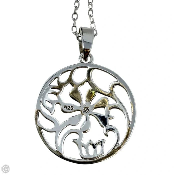 Sterling Silver Botanical Open Work Pendant Necklace