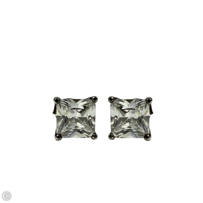 Sterling Silver & Princess Cut CZ Stud Earrings