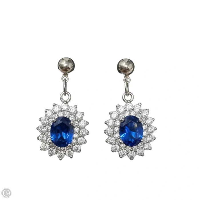 Sterling Silver & Royal Blue Statement Earrings