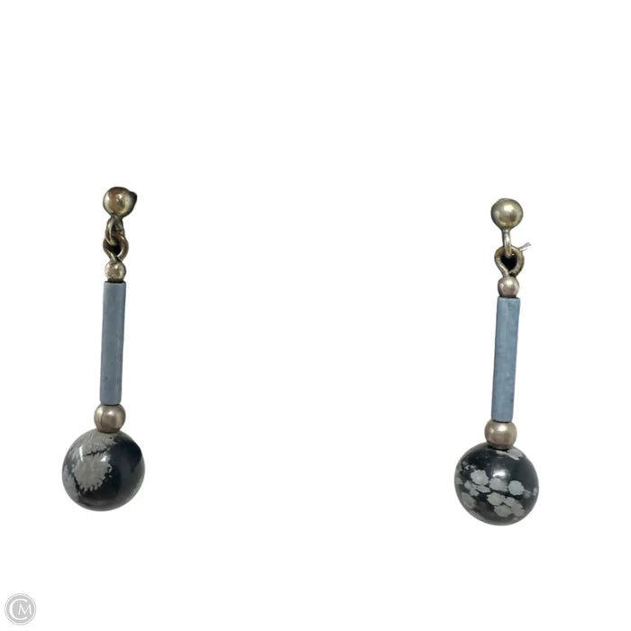 Sterling Silver & Snowflake Obsidian Drop Earrings