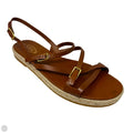 Strappy Leather Espadrille Sandals Luxury Designer By Tods In Brown, Size: 8.5 (38.5)