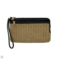 Straw & Leather Double Zip Wallet Designer By Coach, Size: Large
