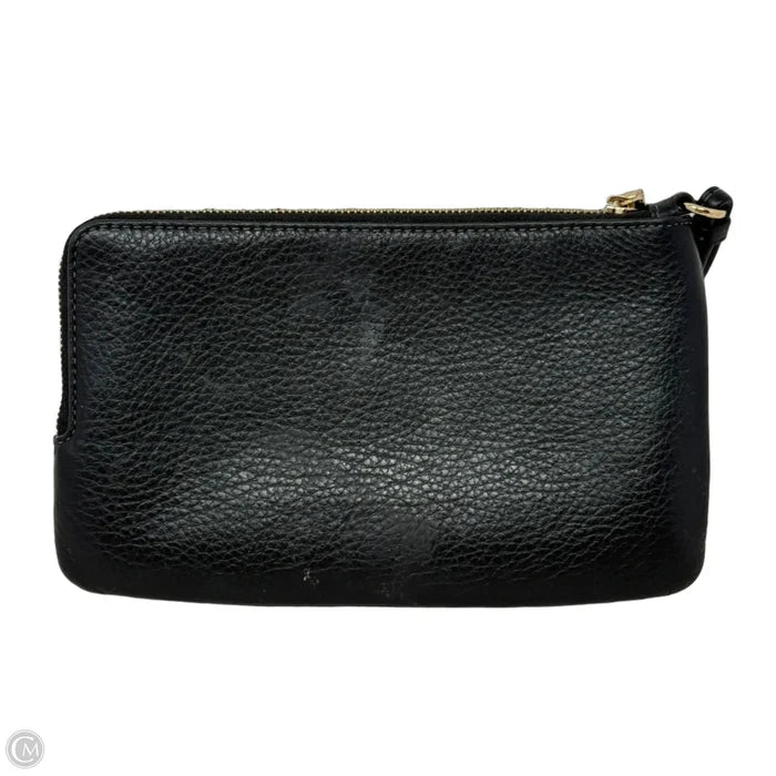 Straw & Leather Double Zip Wallet Designer By Coach, Size: Large