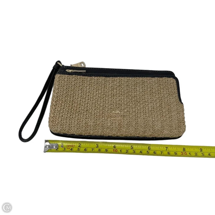 Straw & Leather Double Zip Wallet Designer By Coach, Size: Large