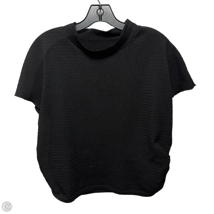 Textured Ruched Sides Top Short Sleeve By Shein In Black, Size: 3x