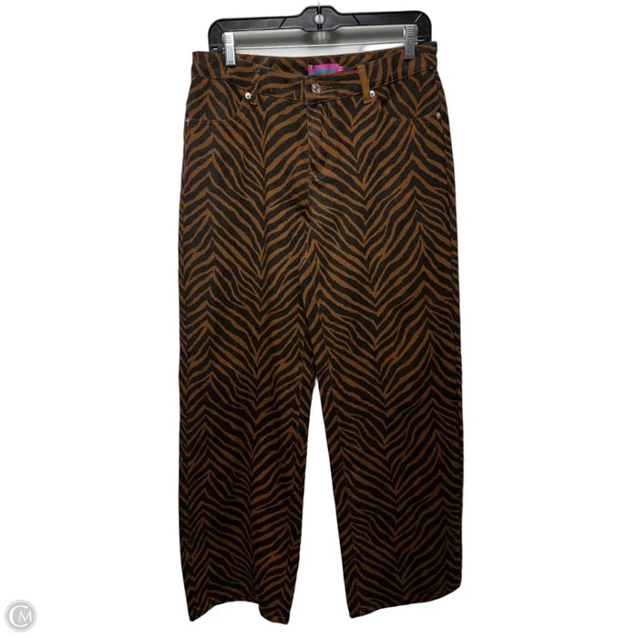 Tiger Wide Leg Jeans By Edikted In Animal Print, Size: M