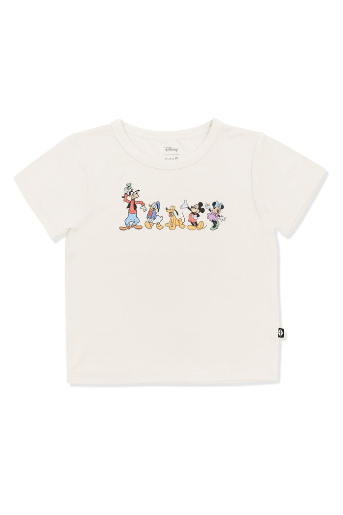Toddler Basic Tee with Mickey and Friends print on Ecru background