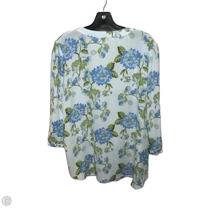 Top 3/4 Sleeve By Rose And Olive In Floral Print, Size: 1x