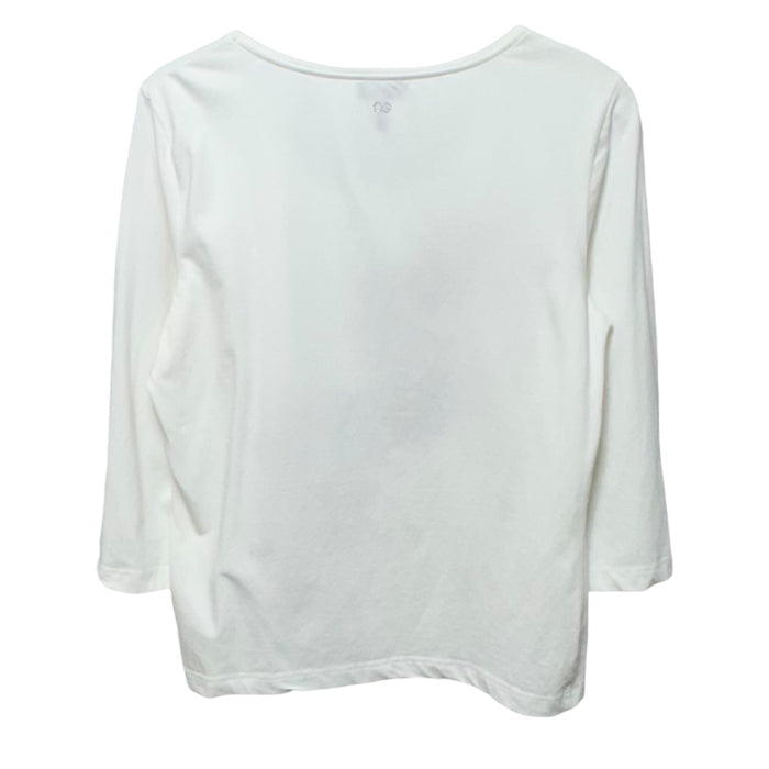Top 3/4 Sleeve Designer By Escada In Red & White, Size: L
