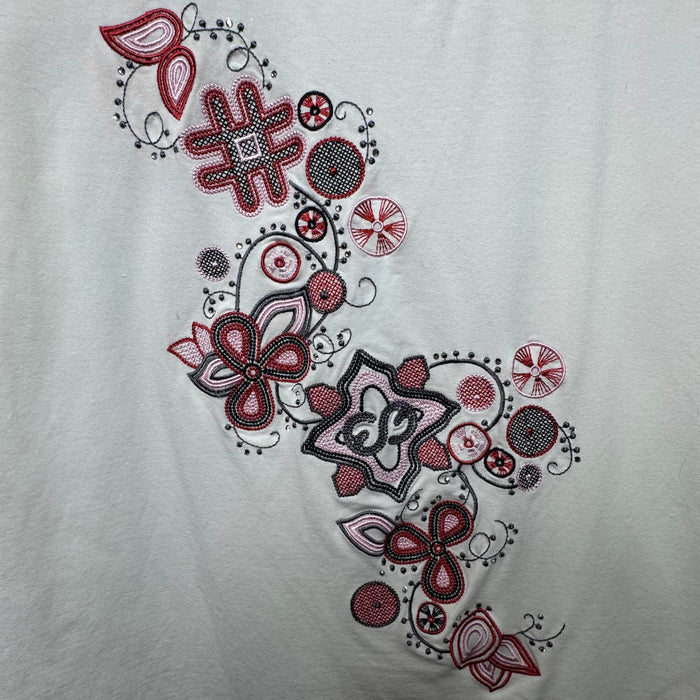 Top 3/4 Sleeve Designer By Escada In Red & White, Size: L