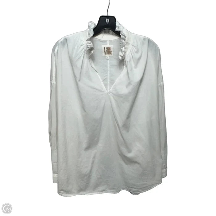 Top Long Sleeve By A Shirt Thing In White, Size: M