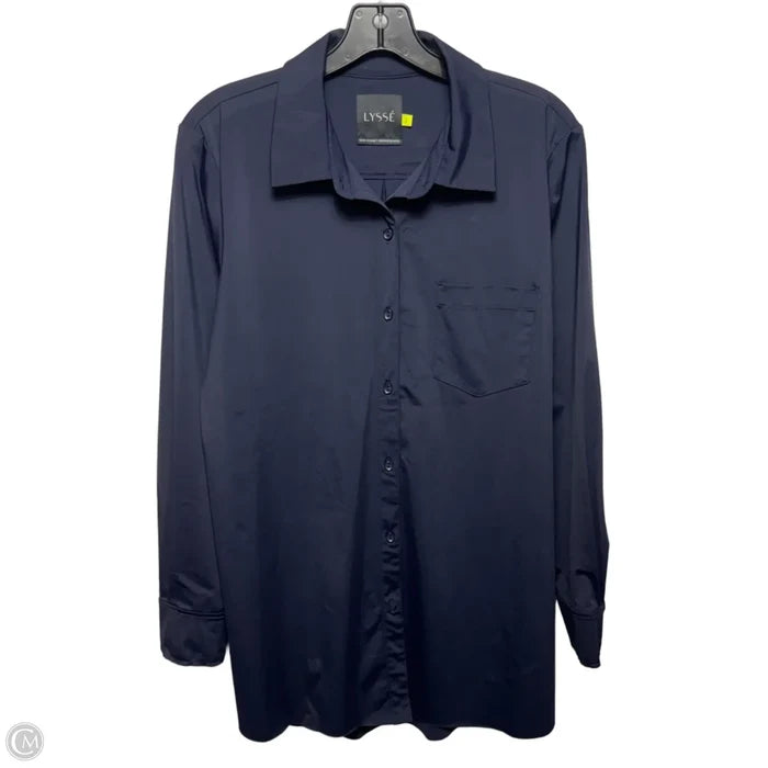 Top Long Sleeve By Lysse In Navy, Size: L