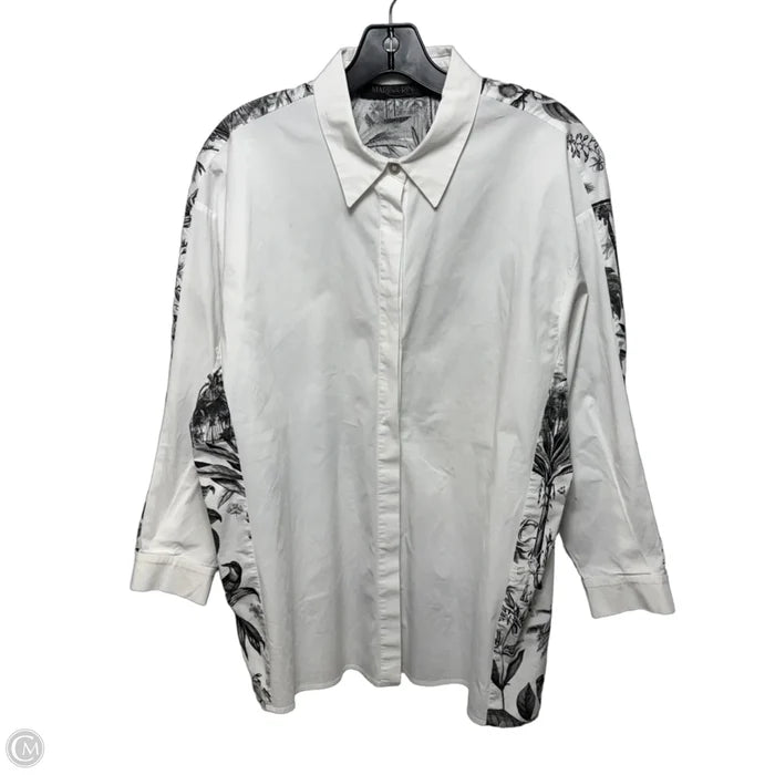 Top Long Sleeve By Marina Rinaldi In Black & White, Size: L ESTIMATED