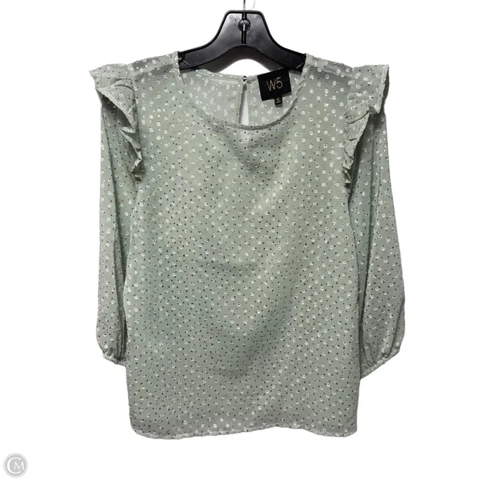 Top Long Sleeve By W5 In Green, Size: S