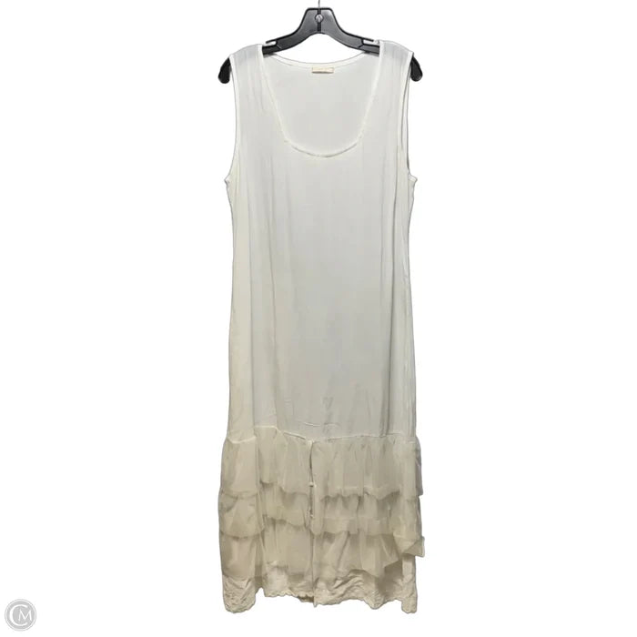 Tulle Trim Dress Casual Maxi By Nataya In White, Size: L