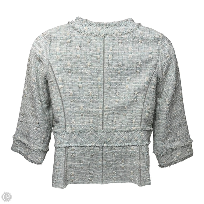 Tweed Blazer Designer By Lafayette 148 In Blue & Cream, Size: 12