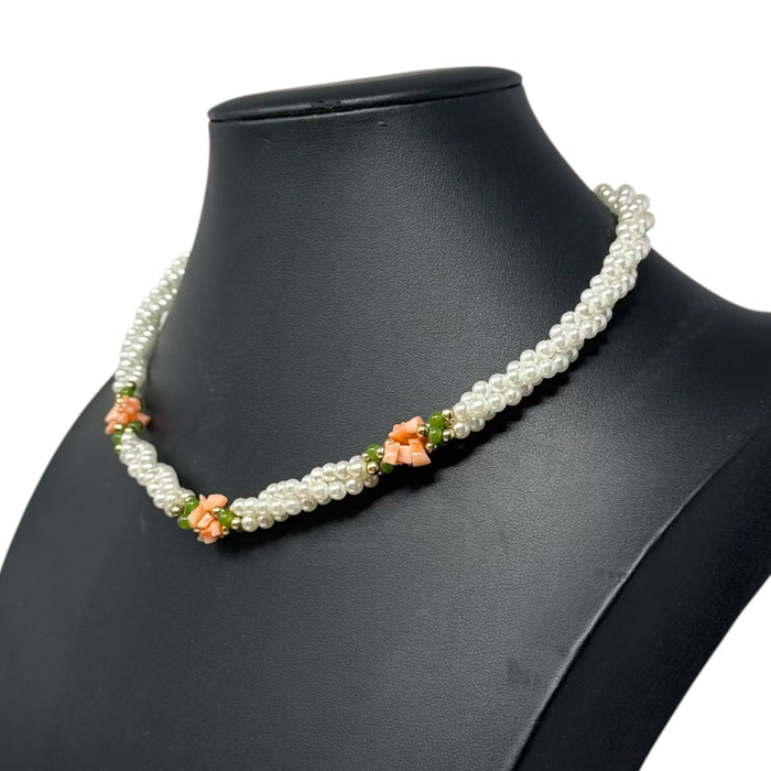 Twisted Faux Pearl Collar Necklace