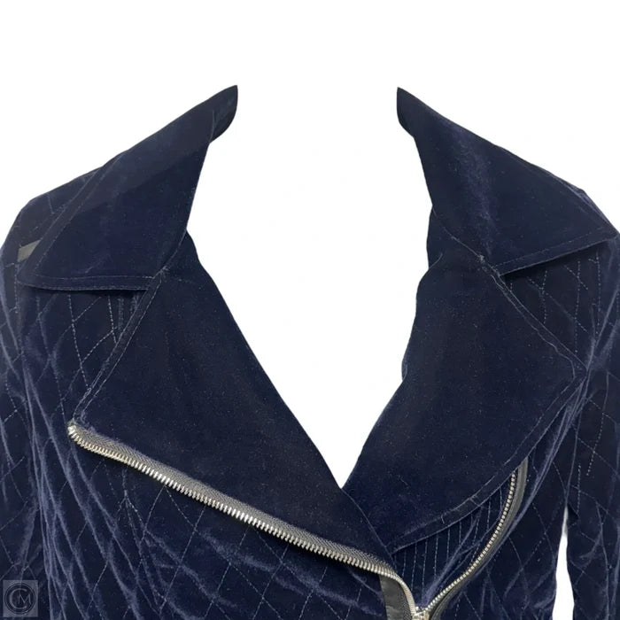 Velvet Quilted Jacket Moto By Bagatelle In Navy, Size: M