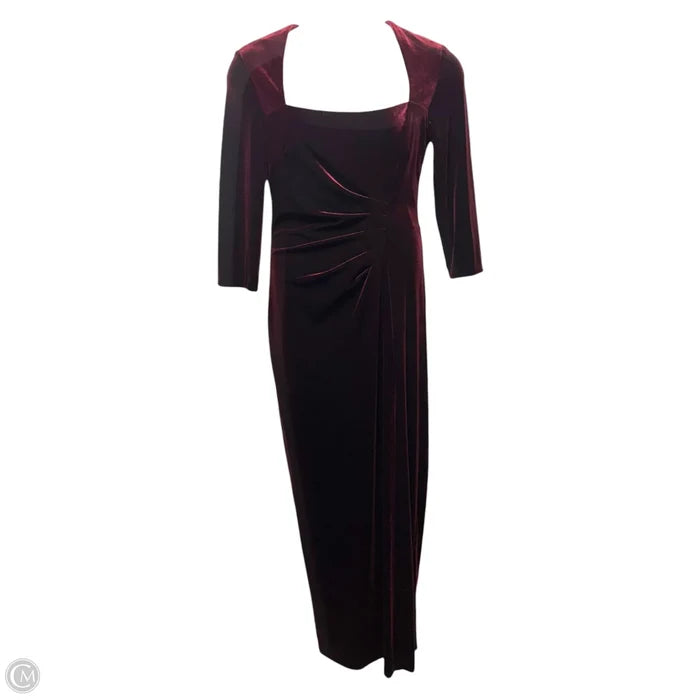 Velvet Ruched Dress Designer By Xscape In Red, Size: 12