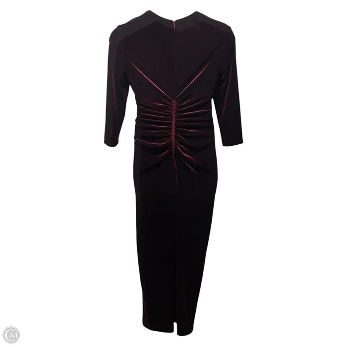 Velvet Ruched Dress Designer By Xscape In Red, Size: 12