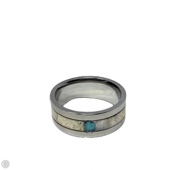 White Tail Antler Inlay Band Ring, Size: 9