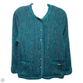 Wool Blazer By Geiger In Green and Blue, Size: 4