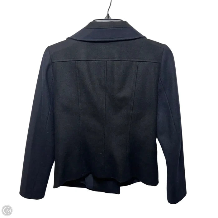 Wool Blend Jacket Moto By Ann Taylor In Black & Blue, Size: 0