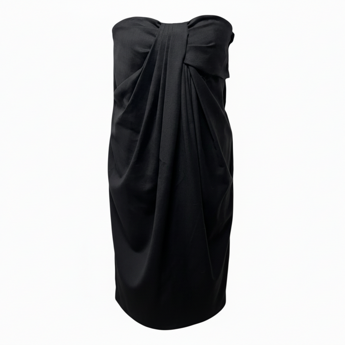 Wool Draped Strapless Dress Casual Short By Hache In Grey, Size: M / 44
